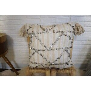 Vintage Moroccan Handira Pillow Cover: Berber Wedding Blanket Cushion 03YS00396